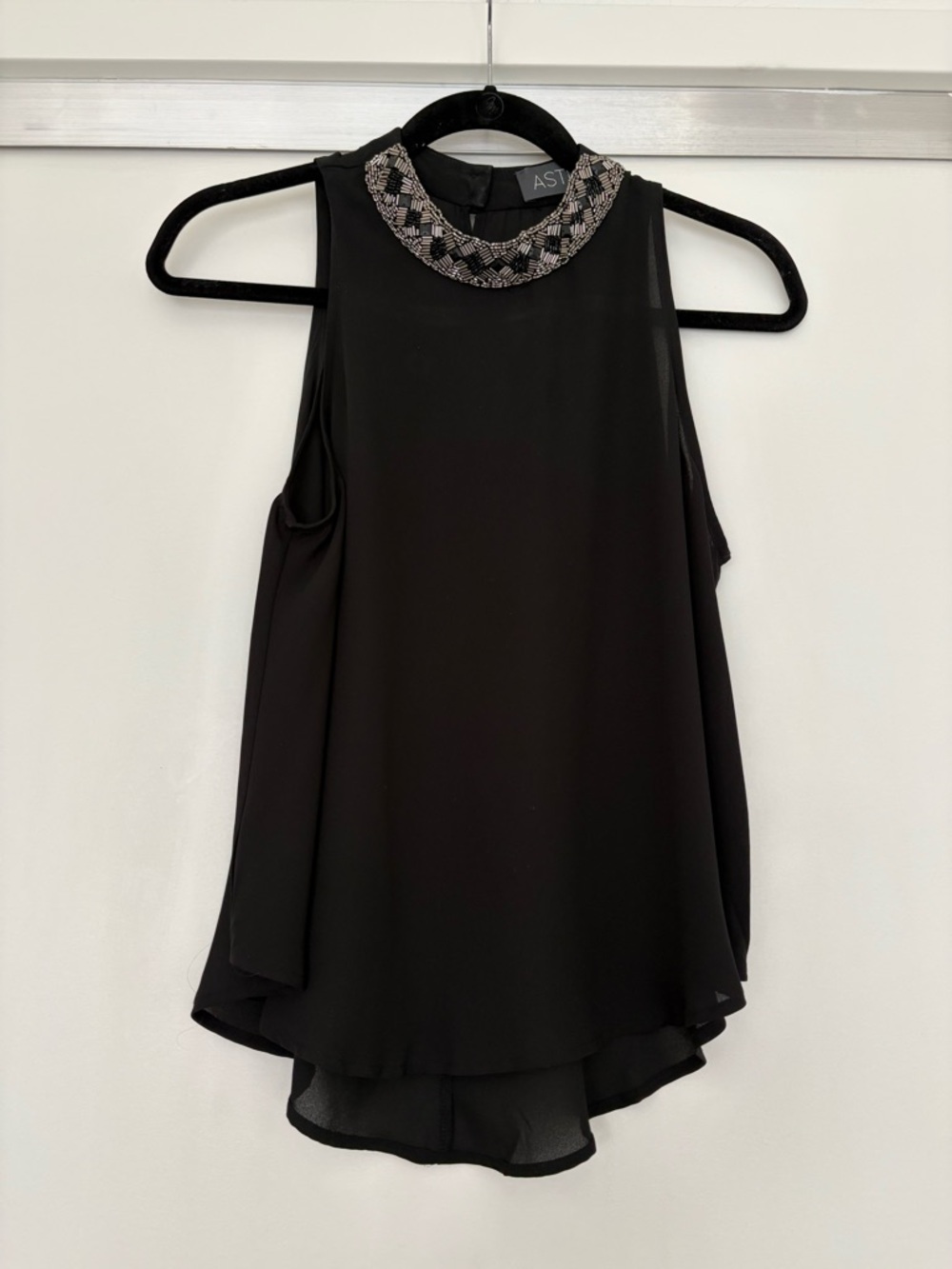 ASTR Black Sleeveless Beaded Collar Camisole